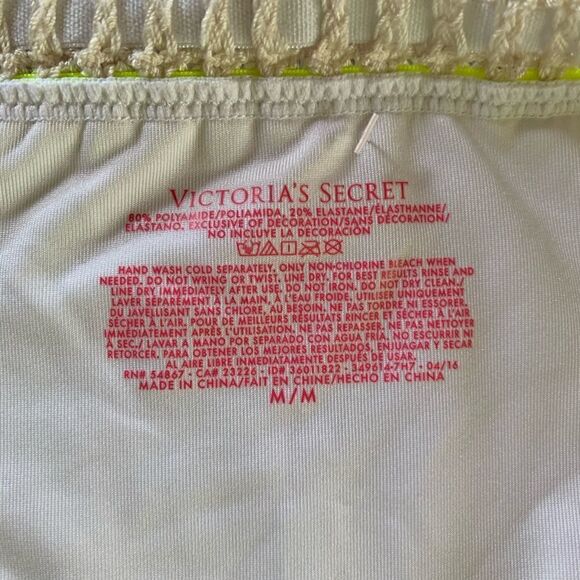 VICTORIA'S Secret yellow white print crochet bottom M - Picture 5 of 5